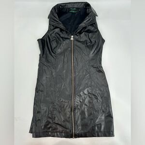 Tripp NYC Black Faux Leather Zip Front Skull Dress Size Medium